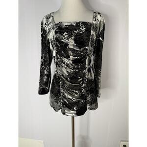 VTG Y2K Velvet Burnout Square Neck Top Sz L Whimsigoth Fariy Grunge Ren faire